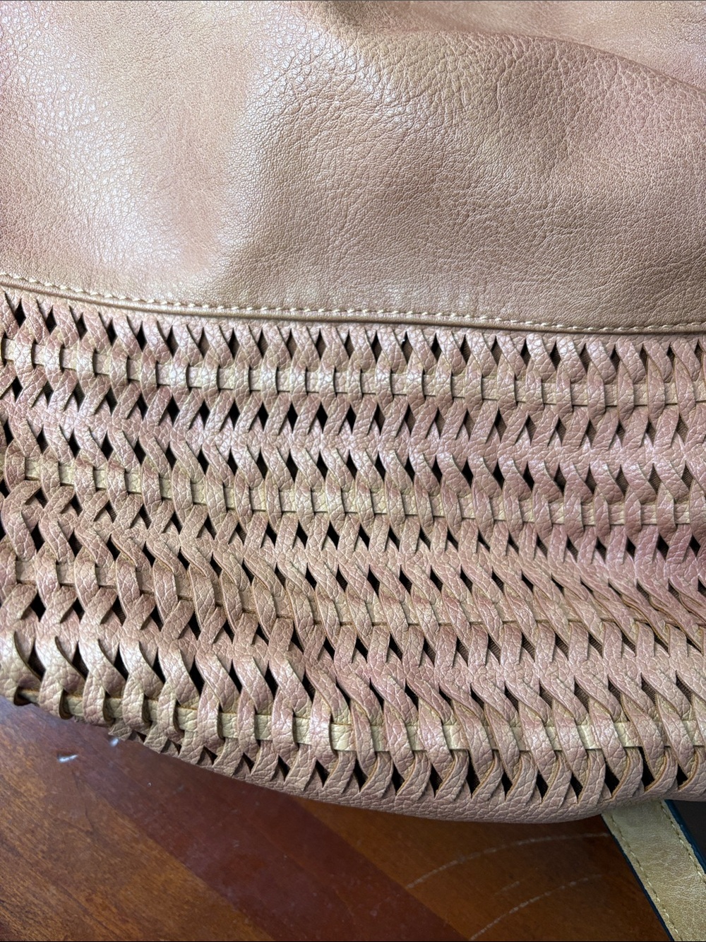 MODA Luxe Woven Leather Hobo Bag in Cognac - EUC - Picture 7 of 15